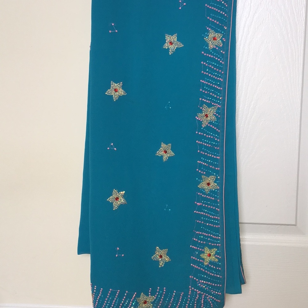 Blue and pink Sequin Saree